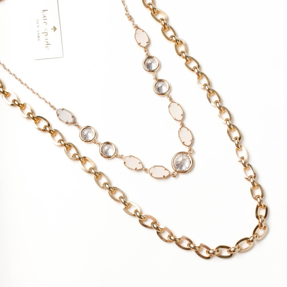 kate spade double chain crystal statement necklace